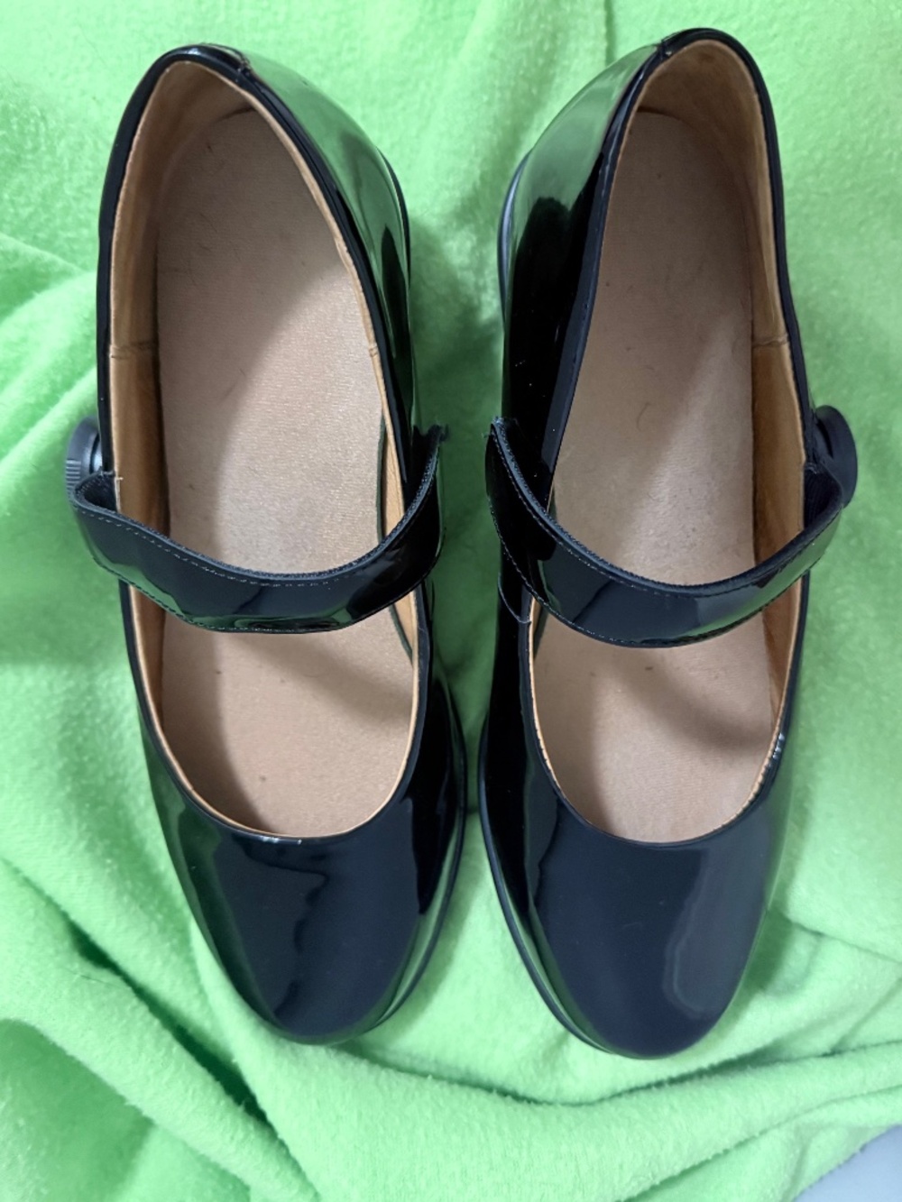 Dr Comfort Black Patent Mary Janes Twist Strap Pumps Size 8W